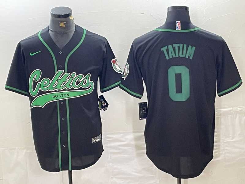 Men%27s Boston Celtics #0 Jayson Tatum Black Cool Base Stitched Baseball Jersey->nba shorts->NBA Jersey